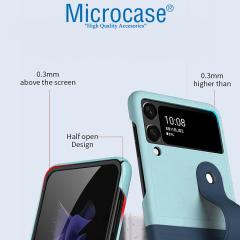 Microcase Samsung Z Flip 3 Parmak Tutuculu Plastik Kılıf -Lacivert-Turkuaz