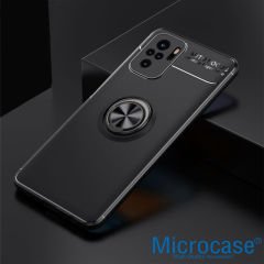 Microcase Xiaomi Redmi Note 10 Pro Focus Serisi Yüzük Standlı Silikon Kılıf - Siyah