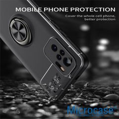 Microcase Xiaomi Redmi Note 10 Pro Focus Serisi Yüzük Standlı Silikon Kılıf - Siyah
