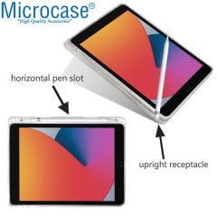 Microcase Apple iPad 8.Nesil 10.2 Soft TPU Kalem Koymalı Silikon Kılıf - Şeffaf