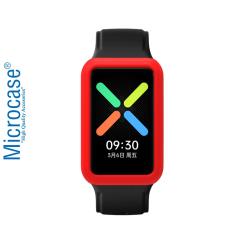 Microcase Oppo Watch Free Önü Açık Tasarım Silikon Kılıf - Kırmızı