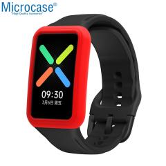 Microcase Oppo Watch Free Önü Açık Tasarım Silikon Kılıf - Kırmızı