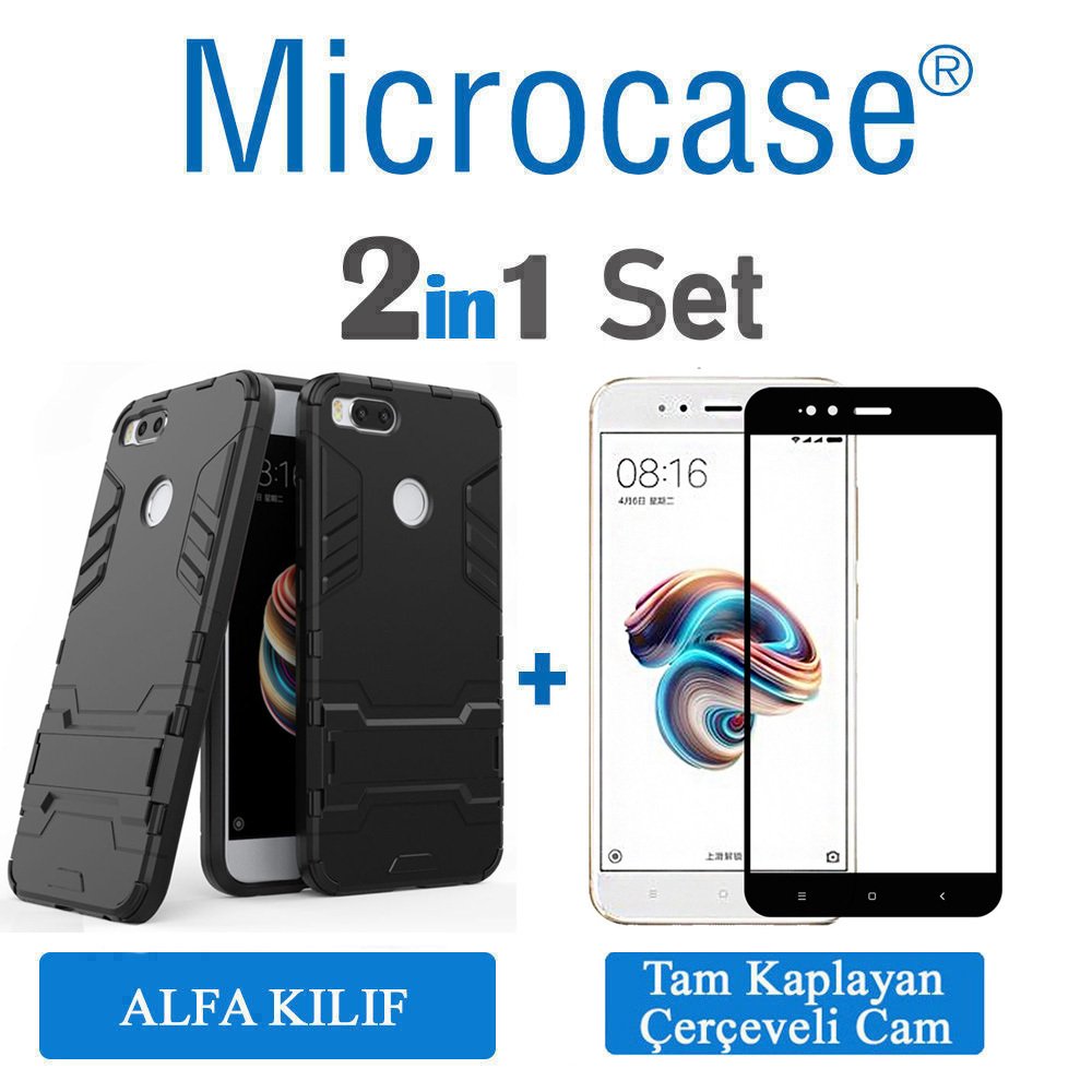 Xiaomi Mi 5X - A1 Alfa Armor Kılıf + Tam Kaplayan Cam (SEÇ)