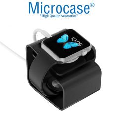 Microcase Apple Watch SE 44 mm için Alüminyum Şarj Standı - Siyah