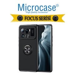 Microcase Xiaomi Mi 11 Ultra Focus Serisi Yüzük Standlı Silikon Kılıf - Siyah