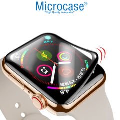 Microcase Apple Watch SE 40 mm Tam Kaplayan Kavisli Ekran Koruyucu 3D Pet Film - Siyah