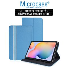 Microcase Samsung Galaxy Tab S6 Lite 10.4 P610 Delüx Serisi Universal Standlı Deri Kılıf - Turkuaz + Tempered Glass Cam Koruma