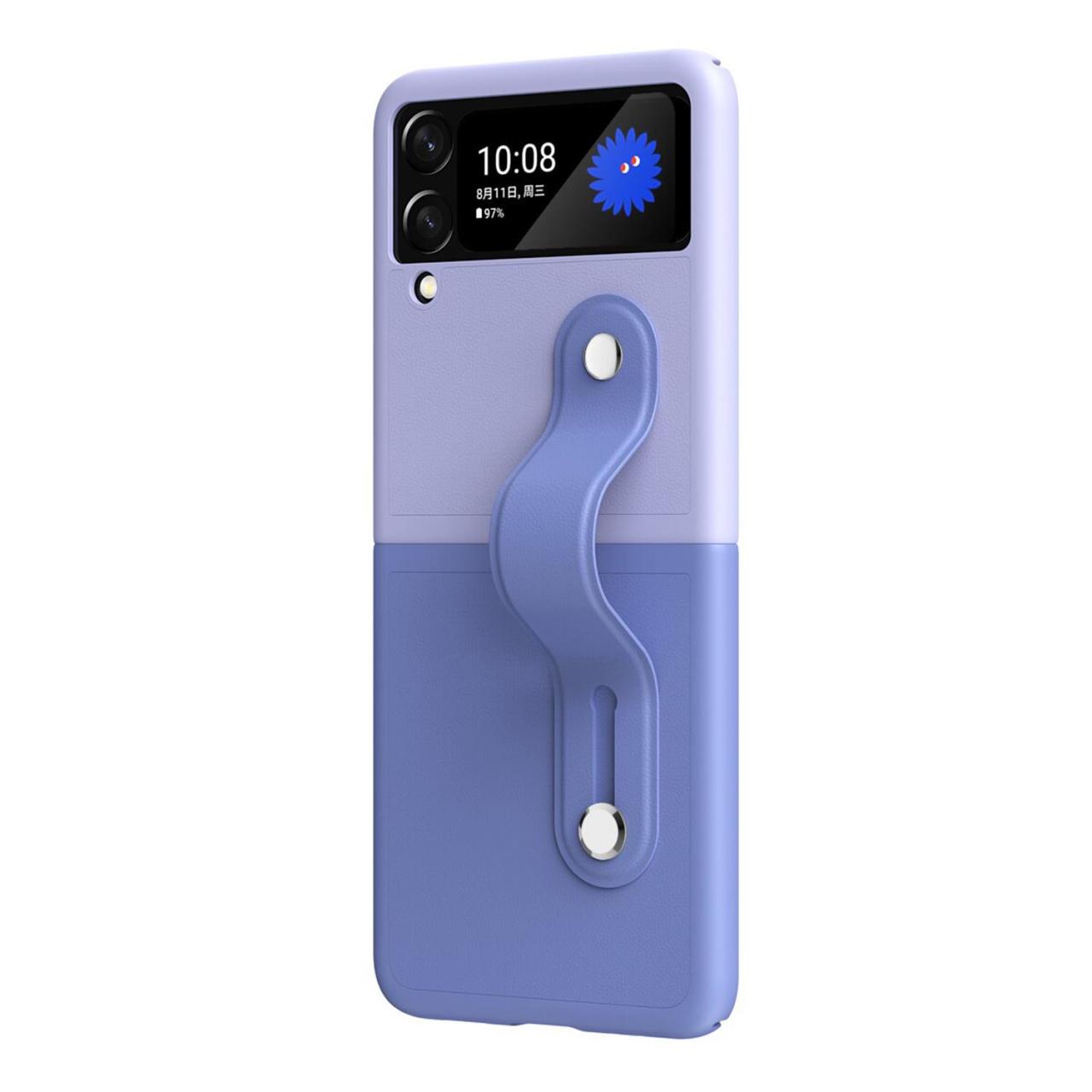Microcase Samsung Z Flip 3 Parmak Tutuculu Plastik Kılıf - Mor