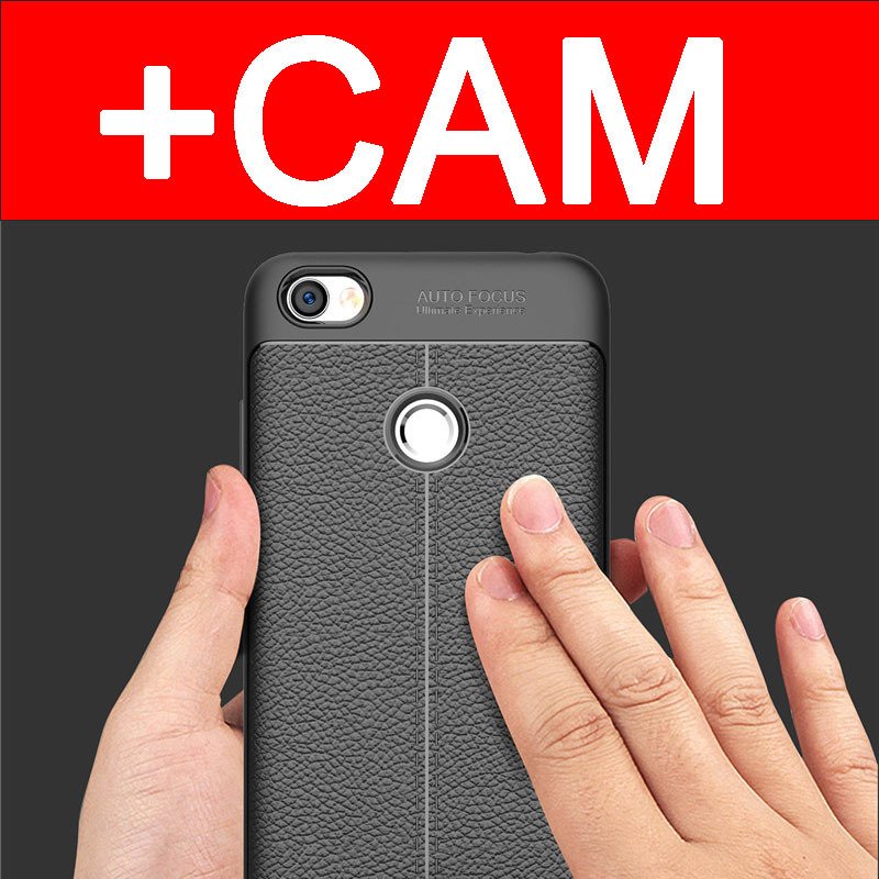 Xiaomi Redmi Note 5A - 5A Prime Leather Effect Silikon Kılıf + Cam