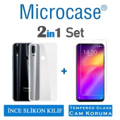 Microcase Meizu Note 9 Ultra İnce 0.2 mm Soft Silikon Kılıf + Tempered Glass Cam Koruma (SEÇENEKLİ)