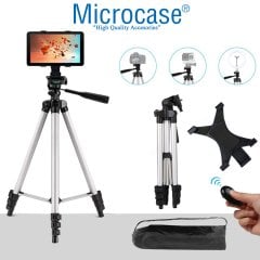 Microcase 3110 3 Ayak Kamera Tripodu 106 cm+Döner Başlık Tablet Tutucu+Bluetooth Kumanda - AL2921
