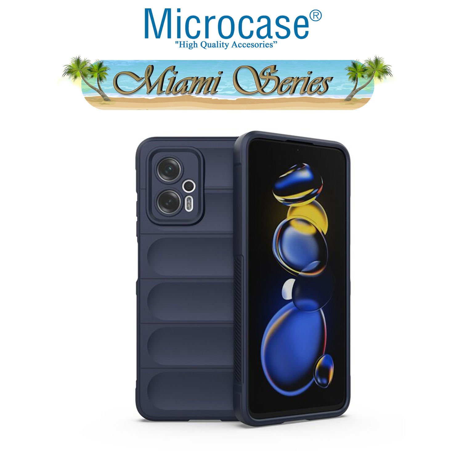 Microcase Xiaomi Poco X4 GT Miami Serisi Darbeye Dayanıklı Silikon Kılıf - Lacivert