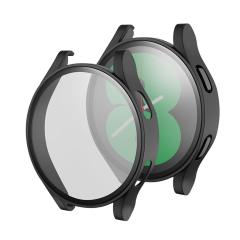 Microcase Samsung Galaxy Watch 4 44 mm Ekran Korumalı Sert Rubber Kılıf - Siyah