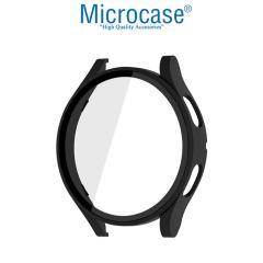 Microcase Samsung Galaxy Watch 4 44 mm Ekran Korumalı Sert Rubber Kılıf - Siyah