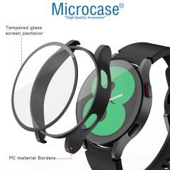 Microcase Samsung Galaxy Watch 4 44 mm Ekran Korumalı Sert Rubber Kılıf - Siyah