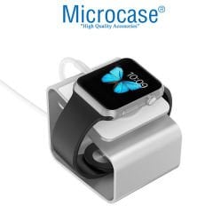 Microcase Apple Watch SE 40 mm için Alüminyum Şarj Standı - Gümüş