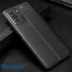Microcase Xiaomi Poco F3 Leather Tpu Silikon Kılıf - Siyah