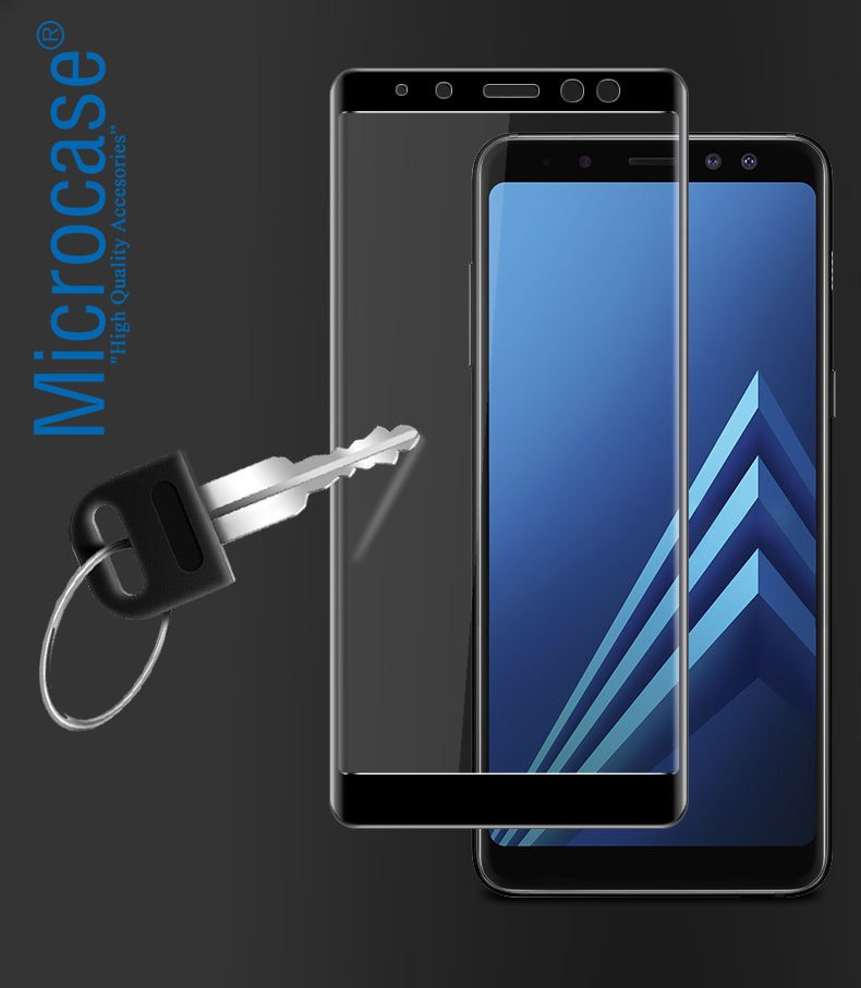 Samsung Galaxy A8 Plus 2018 3D Curved Tam Kaplayan Tempered Cam