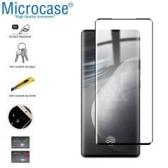 Microcase Vivo X60 Pro Plus 3D Curved Tam Kaplayan Kavisli Tempered Cam - Siyah AL3282