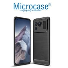 Microcase Xiaomi Mi 11 Ultra Brushed Carbon Fiber Silikon Kılıf - Siyah