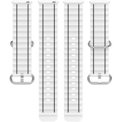 Microcase 22mm Universal Akıllı Saatler ile Uyumlu Çizgi Desenli Silikon Kordon Kayış-KY73-Turuncu