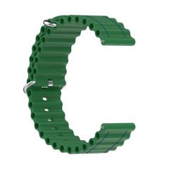 Microcase 22mm Universal Akıllı Saatler ile Uyumlu Çizgi Desenli Silikon Kordon Kayış-KY73-Turuncu