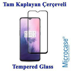 Microcase OnePlus 7 Elektrocase Serisi Silikon Kılıf + Tam Kaplayan Çerçeveli Cam - Siyah