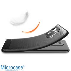 Microcase Xiaomi Mi 11 Pro Brushed Carbon Fiber Silikon Kılıf - Siyah