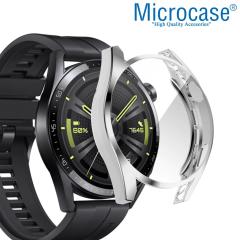 Microcase Huawei Watch GT 3 42 mm Önü Kapalı Silikon Kılıf - Gümüş
