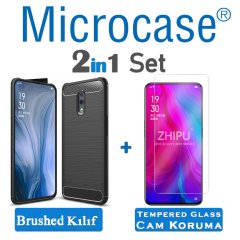 Microcase Oppo Reno Brushed Carbon Kılıf + CAM