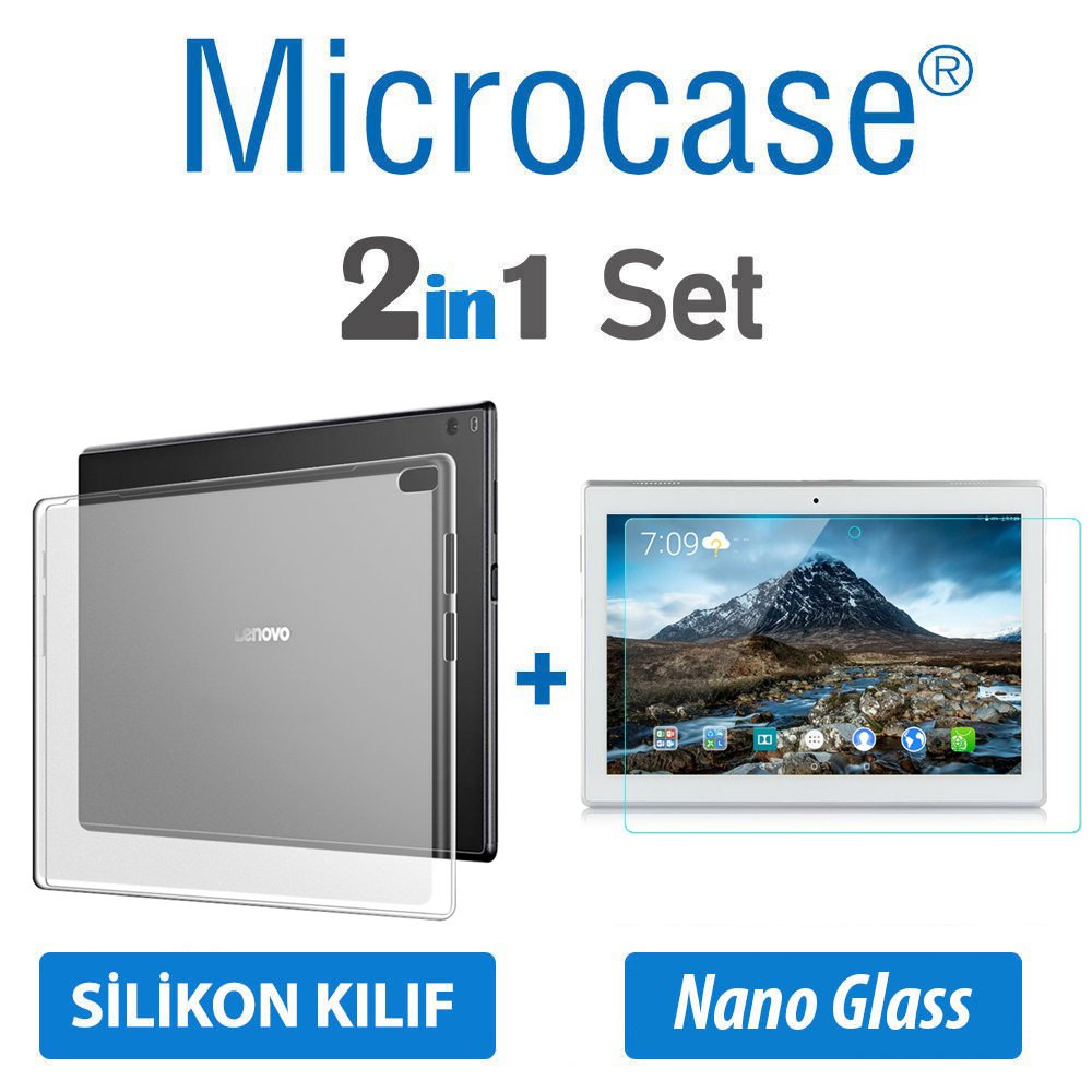 Microcase Lenovo Tab E10 TB-X104F Tab 4 10 Silikon Soft Kılıf + Nano Esnek Ekran Koruma Filmi (SEÇENEKLİ)