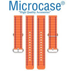 Microcase 22mm Universal Akıllı Saatler ile Uyumlu Çizgi Desenli Silikon Kordon Kayış-KY73-Turuncu