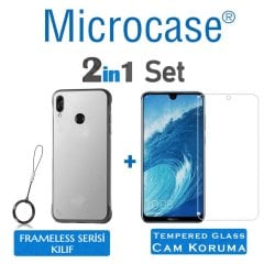 Microcase Huawei Honor 8X MAX Frameless Serisi Sert Rubber Kılıf - Siyah + Tempered Glass Cam Koruma