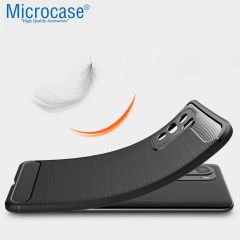 Microcase Xiaomi Mi 11i Brushed Carbon Fiber Silikon Kılıf - Siyah