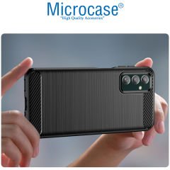 Microcase Samsung Galaxy M23 Brushed Carbon Fiber Silikon Kılıf - Siyah