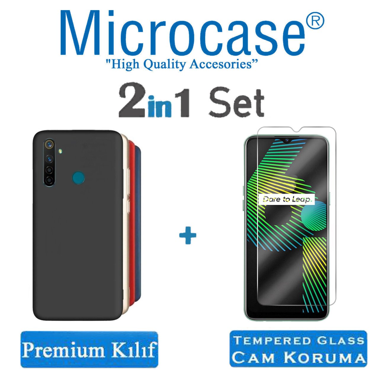 Microcase Realme 6i Premium Matte Silikon Kılıf + Tempered Glass Cam Koruma