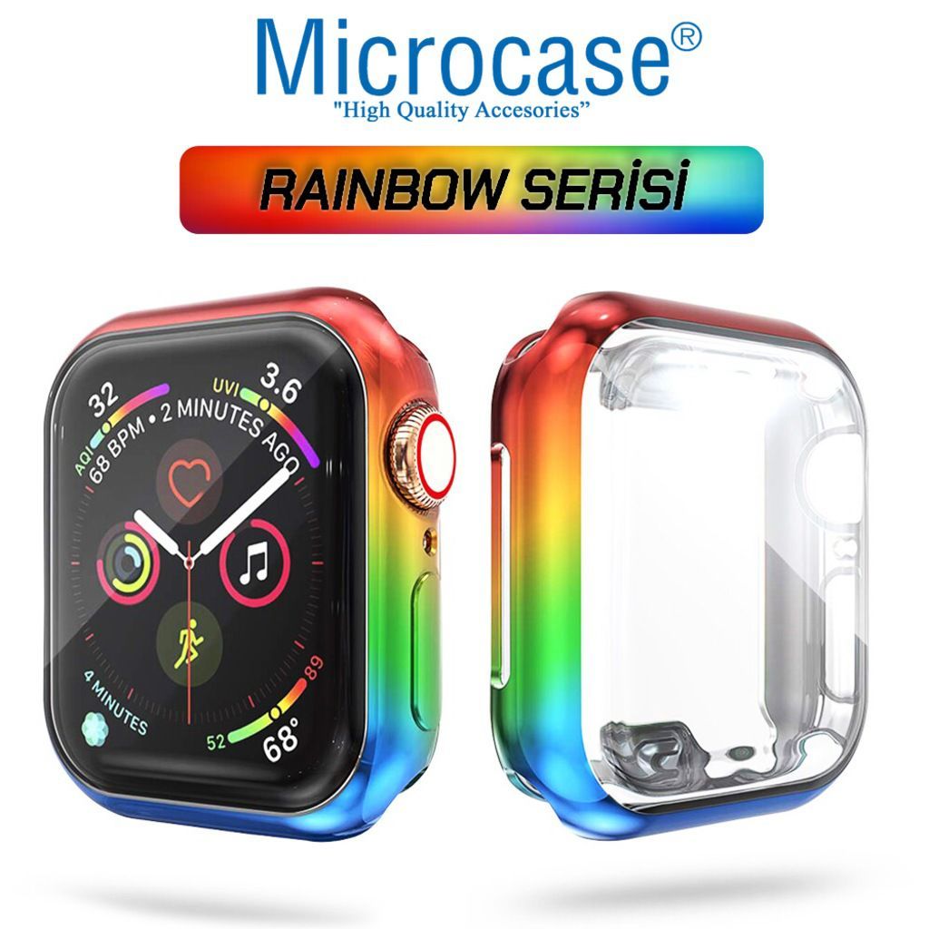 Microcase Apple Watch SE 44 mm Rainbow Serisi Silikon Kılıf