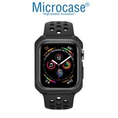 Microcase Apple Watch SE 40 mm Defender Seri Silikon Kılıf - Siyah