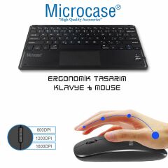 Microcase Lenovo Tab M10 TB-X306F Touchpad Bluetooth Klavye 24 cm + Bluetooth Mouse + Stand AL2766