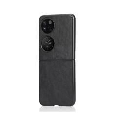 Microcase Huawei P50 Pocket için Deri Desenli Plastik Koruma Kılıf - Siyah