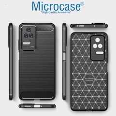 Microcase Xiaomi Redmi K40S Brushed Carbon Fiber Silikon Kılıf - Siyah