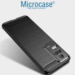 Microcase Xiaomi Redmi K40S Brushed Carbon Fiber Silikon Kılıf - Siyah
