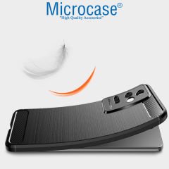Microcase Xiaomi Redmi K40S Brushed Carbon Fiber Silikon Kılıf - Siyah
