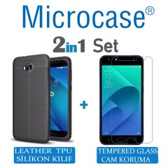 Asus Zenfone Live ZB553KL Leather Tpu Silikon Kılıf + Cam Koruma