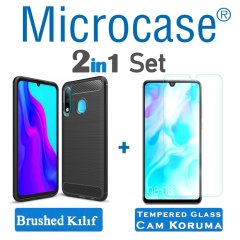 Microcase Huawei Nova 4e Brushed Carbon Kılıf + CAM