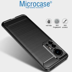 Microcase Xiaomi 12S Pro Brushed Carbon Fiber Silikon Kılıf - Siyah