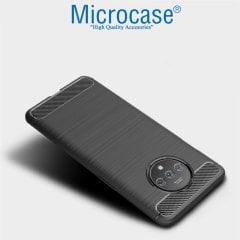 Microcase OnePlus 7T Brushed Carbon Fiber Silikon Kılıf - Siyah