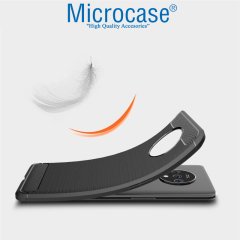 Microcase OnePlus 7T Brushed Carbon Fiber Silikon Kılıf - Siyah
