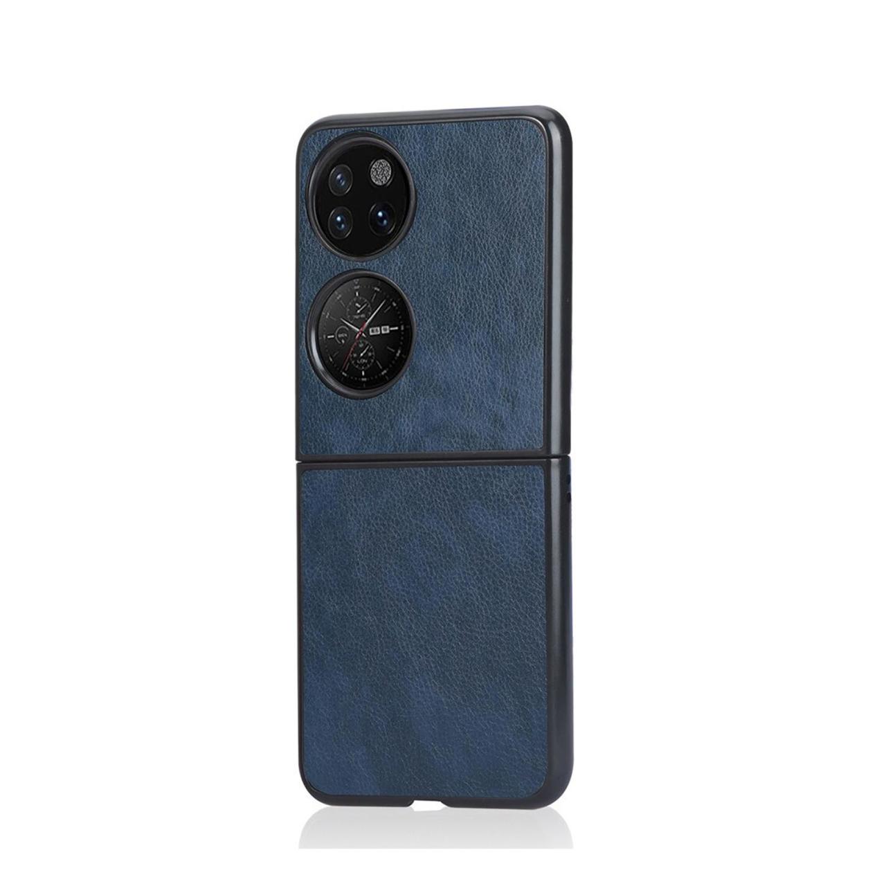 Microcase Huawei P50 Pocket için Deri Desenli Plastik Koruma Kılıf - Lacivert