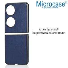 Microcase Huawei P50 Pocket için Deri Desenli Plastik Koruma Kılıf - Lacivert